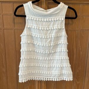 J. Crew Women’s White Pom Sleeveless Top 0